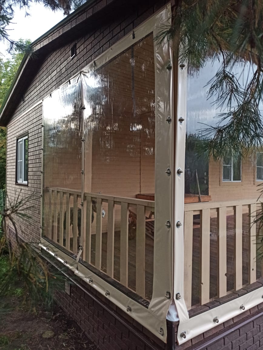 Мягкие окна из ПВХ 1000 МКР. (окантовка OXFORD), 1 М2. для лоджии